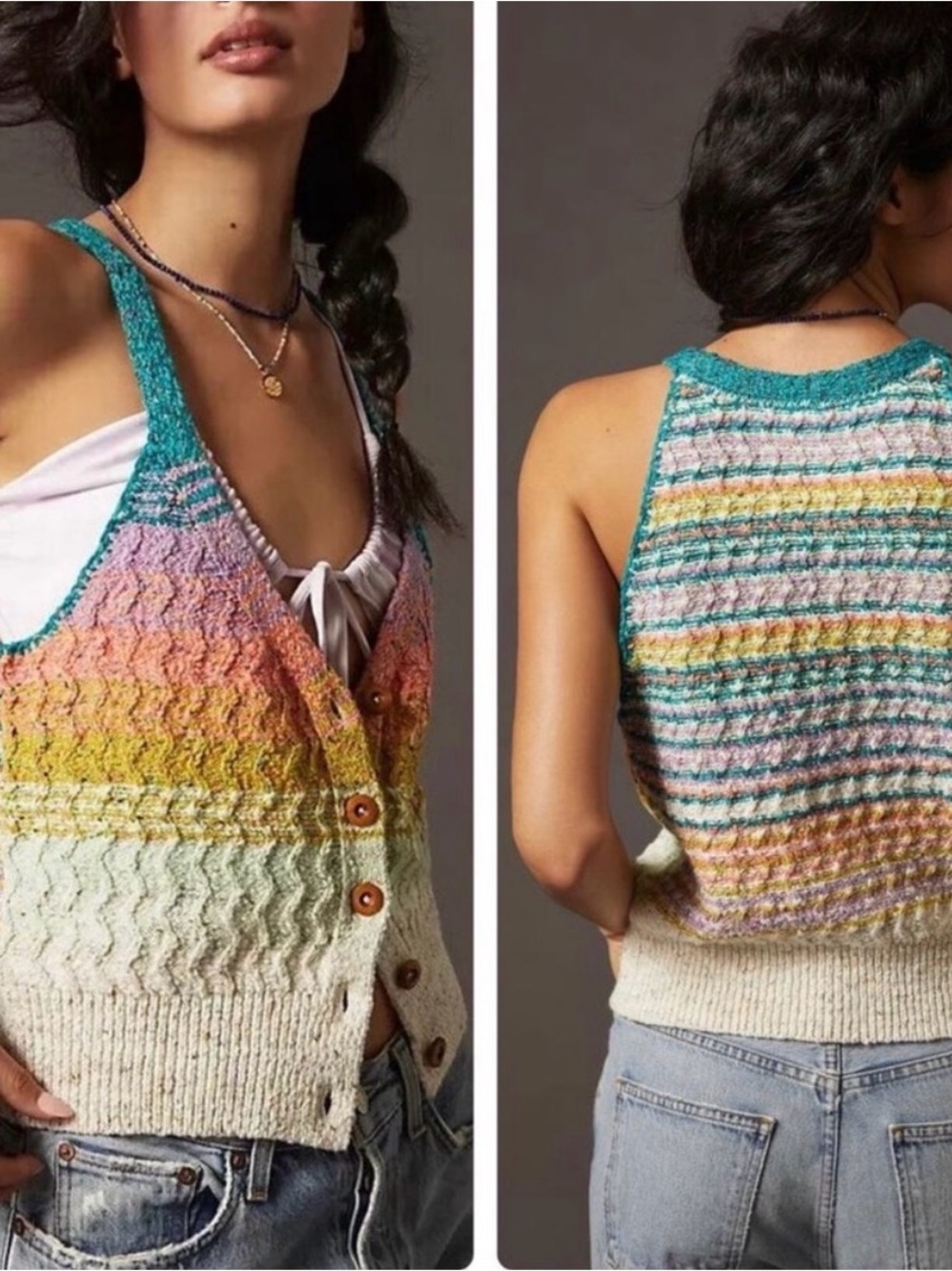 Pilcro Samalona Sweater Tank Top Anthropologie Vest Crochet Knit Boho sz small S
